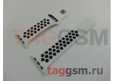 Ремешок для Apple Watch 38mm / 40mm / 41mm (с перфорацией, бело-черный), размер S / M