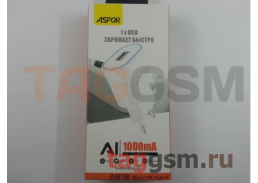 Сетевое зарядное устройство USB 1000mA + кабель USB - micro USB (A818) ASPOR
