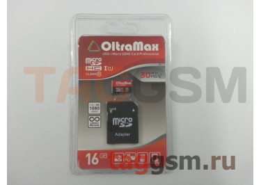 Micro SD 16Gb OltraMax Class 10 UHS-1 30 MB / s с адаптером SD