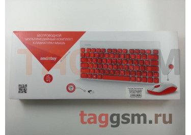 Комплект беспроводной (клавиатура + мышь) Smartbuy 220349AG White / Red, 1600 dpi (SBC-220349AG-RW)