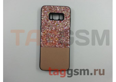 Задняя накладка для Samsung G950 Galaxy S8 (силикон, матовая, с розовыми блестками) техпак