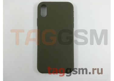 Задняя накладка для iPhone XR (силикон, темно-оливковая)