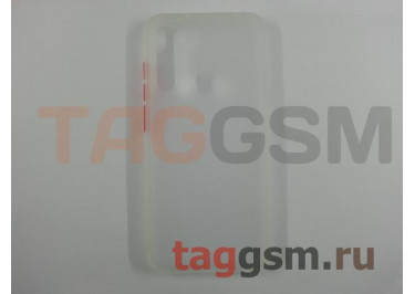 Задняя накладка для Xiaomi Redmi Note 8T (силикон, матовая, белая, красные кнопки)