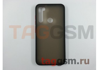 Задняя накладка для Xiaomi Redmi Note 8 (силикон, матовая, черная, красные кнопки)