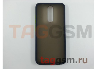 Задняя накладка для Xiaomi Redmi 8 (силикон, матовая, синяя, желтые кнопки)