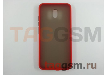 Задняя накладка для Xiaomi Redmi 8A (силикон, матовая, красная, черные кнопки)