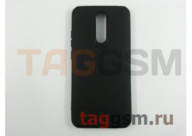Задняя накладка для Xiaomi Redmi 8A (силикон, под кожу, черная (Vogue)) Faison