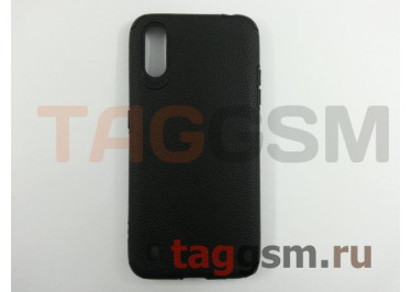 Задняя накладка для Samsung A01 / A015F Galaxy A01 (2019) (силикон, под кожу, черная (Vogue)) Faison