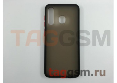 Задняя накладка для Samsung A20 / A205 Galaxy A20 (2019) (силикон, матовая, черная, красные кнопки)