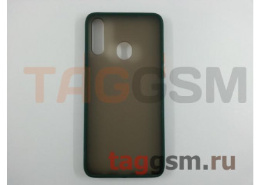 Задняя накладка для Samsung A20s / A207 Galaxy A20s (2019) (силикон, матовая, зеленая, оранжевые кнопки)