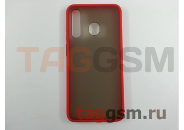 Задняя накладка для Samsung A20 / A205 Galaxy A20 (2019) (силикон, матовая, красная, черные кнопки)