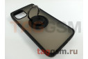 Задняя накладка для iPhone 12 mini (силикон, матовая, магнит, с держателем под палец, черная (Ring)) Faison
