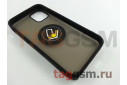 Задняя накладка для iPhone 12 mini (силикон, матовая, магнит, с держателем под палец, черная (Ring)) Faison