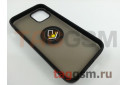 Задняя накладка для iPhone 12 Pro Max (силикон, матовая, магнит, с держателем под палец, черная (Ring)) Faison