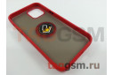Задняя накладка для iPhone 12 Pro Max (силикон, матовая, магнит, с держателем под палец, красная (Ring)) Faison