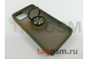 Задняя накладка для iPhone 12 mini (силикон, матовая, магнит, с держателем под палец, хаки (Ring)) Faison