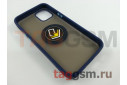 Задняя накладка для iPhone 12 mini (силикон, матовая, магнит, с держателем под палец, синяя (Ring)) Faison