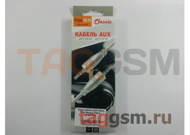 Аудио-кабель AUX 3.5mm (1м) белый, Faison (FS-K-473)