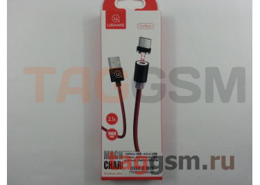 Кабель USB - micro USB (ткань, магнитный) (1м) красный, Usams US-SJ294