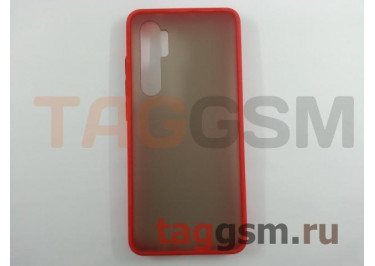 Задняя накладка для Xiaomi Mi Note 10 Lite (силикон, матовая, красная, черные кнопки) техпак