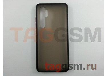 Задняя накладка для Xiaomi Mi Note 10 Lite (силикон, матовая, черная, красные кнопки) техпак