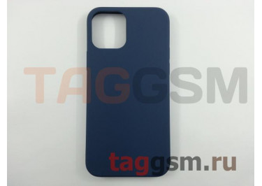 Задняя накладка для iPhone 12 / 12 Pro (силикон, матовая, темно-синяя (Full Case))