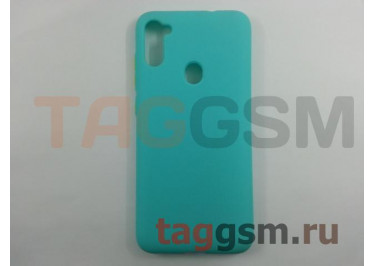 Задняя накладка для Samsung M115 Galaxy M11 (силикон, матовая, бирюзовая, желтые кнопки (Button)) техпак