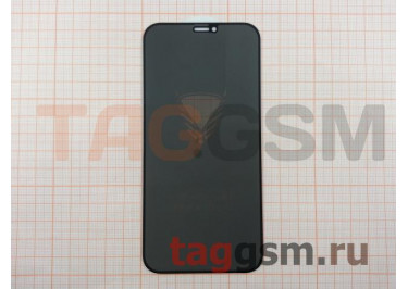 Пленка / стекло на дисплей для iPhone 12 / 12 Pro (Анти-шпион Gorilla Glass) 5D (черный) техпак