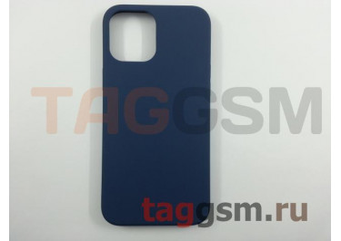Задняя накладка для iPhone 12 Pro Max (силикон, матовая, темно-синяя (Full Case))