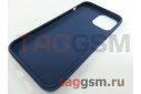 Задняя накладка для iPhone 12 Pro Max (силикон, матовая, темно-синяя (Full Case))