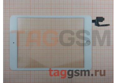 Тачскрин для iPad mini 3 (A1599 / A1600 / A1601) (с разъемом) + золотая кнопка HOME (белый)