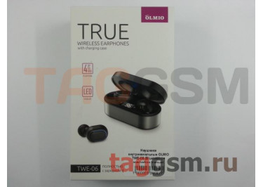 Наушники внутриканальные OLMIO TWE-06 (Bluetooth) + микрофон (серые)