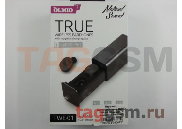 Наушники внутриканальные OLMIO TWE-01 (Bluetooth) + микрофон (черные)