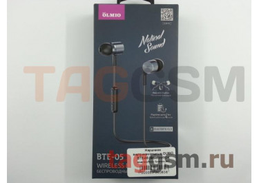 Наушники внутриканальные OLMIO BTE-05 (Bluetooth) + микрофон (черные)