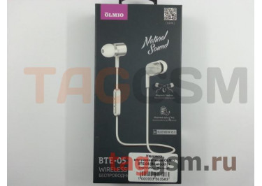 Наушники внутриканальные OLMIO BTE-05 (Bluetooth) + микрофон (белые)
