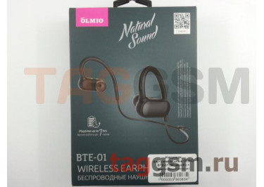 Наушники внутриканальные OLMIO BTE-01 (Bluetooth) + микрофон (черные)