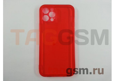 Задняя накладка для iPhone 12 / 12 Pro (силикон, прозрачная, красная)