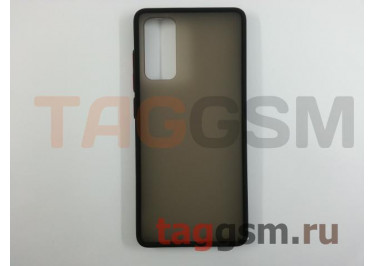 Задняя накладка для Samsung SM-G780 Galaxy S20 FE (силикон, матовая, черная, красные кнопки)