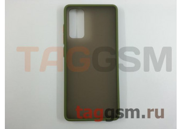 Задняя накладка для Samsung SM-G780 Galaxy S20 FE (силикон, матовая, хакки, оранжевые кнопки)