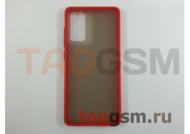 Задняя накладка для Samsung SM-G780 Galaxy S20 FE (силикон, матовая, красная, черные кнопки)