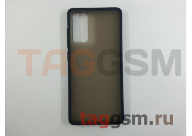 Задняя накладка для Samsung SM-G780 Galaxy S20 FE (силикон, матовая, синяя, желтые кнопки)