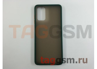 Задняя накладка для Samsung SM-G780 Galaxy S20 FE (силикон, матовая, зеленая, оранжевые кнопки)