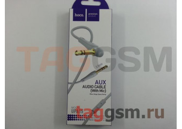 Аудио-кабель AUX 3.5mm (1м) (с микрофоном, серый), HOCO UPA15