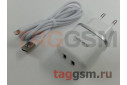 Блок питания USB (сеть) на 2 порта USB 2400mA + кабель USB - Lightning (белый) (BA25A) Borofone