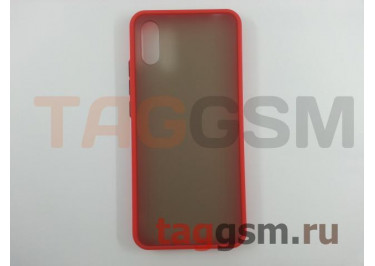 Задняя накладка для Xiaomi Redmi 9A (силикон, матовая, красная, черные кнопки)