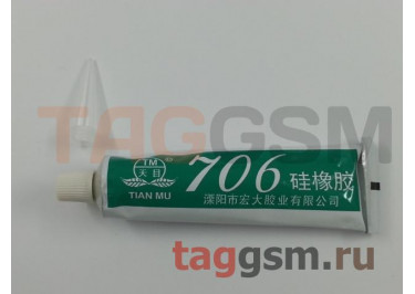 Клей герметик Tian Mu 706 от -60 до +200 С с дозатором (45г) (водостойкий, силиконовый) прозрачный