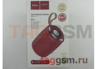Колонка портативная (Bluetooth+AUX+USB+TF+FM+режим воспроизведения TWS) (красная) HOCO, BS39