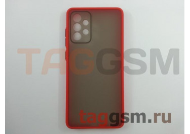 Задняя накладка для Samsung A72 / A725F Galaxy A72 (2021) (силикон, матовая, красная, черные кнопки) техпак