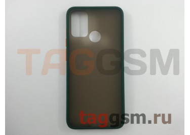 Задняя накладка для Huawei Honor 9A / Play 9A (силикон, матовая, зеленая, оранжевые кнопки) техпак