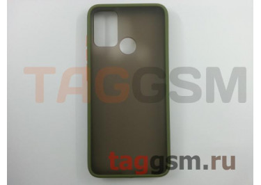 Задняя накладка для Huawei Honor 9A / Play 9A (силикон, матовая, хаки, оранжевые кнопки) техпак